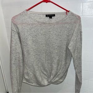 INC International Concepts Petite Light Gray Tie Up Comfy Sweatshirt